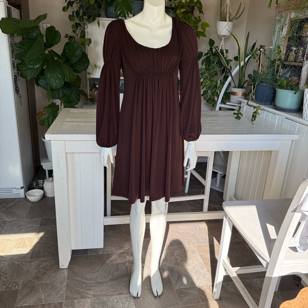 Suzi Chin for Maggy Boutique Brown Long empire Sleeve & waist size 8